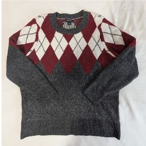 Torrid Gray Maroon Argyle Crewneck Pullover Sweater Plus Size 00 / 10
